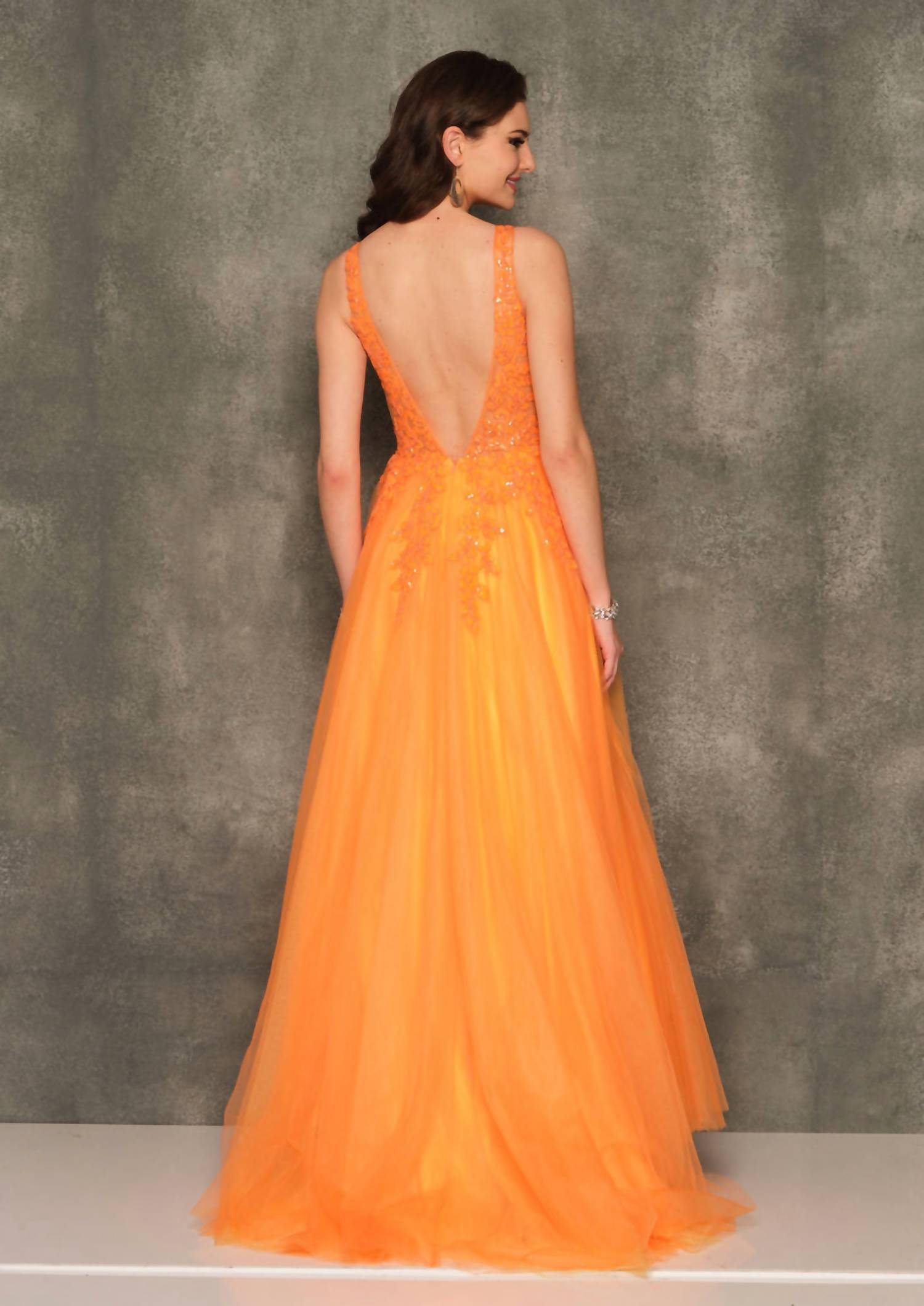 Dave & Johnny - Plunging Neckline Sequin Prom Dress