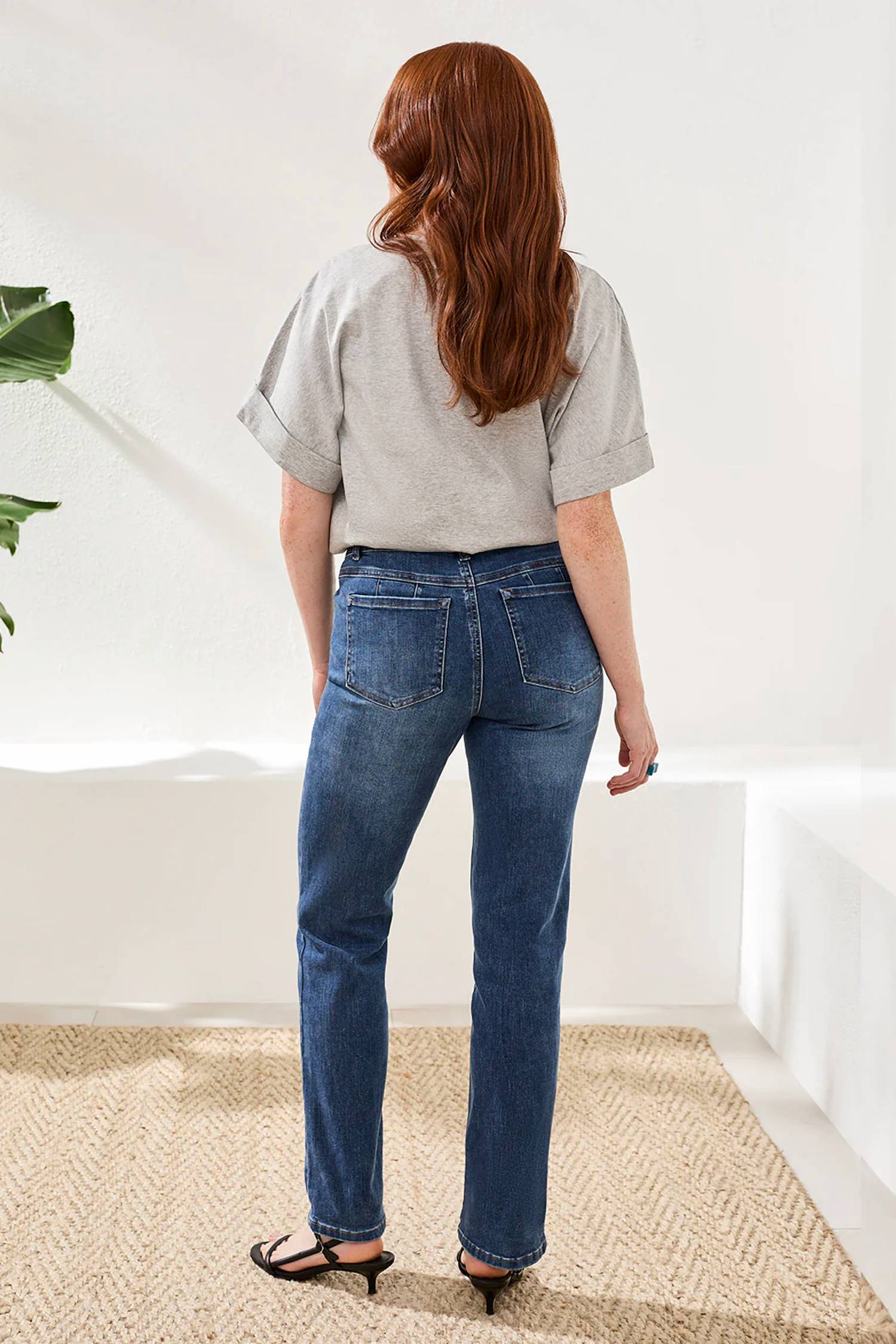 TRIBAL Sophia Curvy Straight Leg Jeans in dark vintage 1 - women's jeans - alternate view
