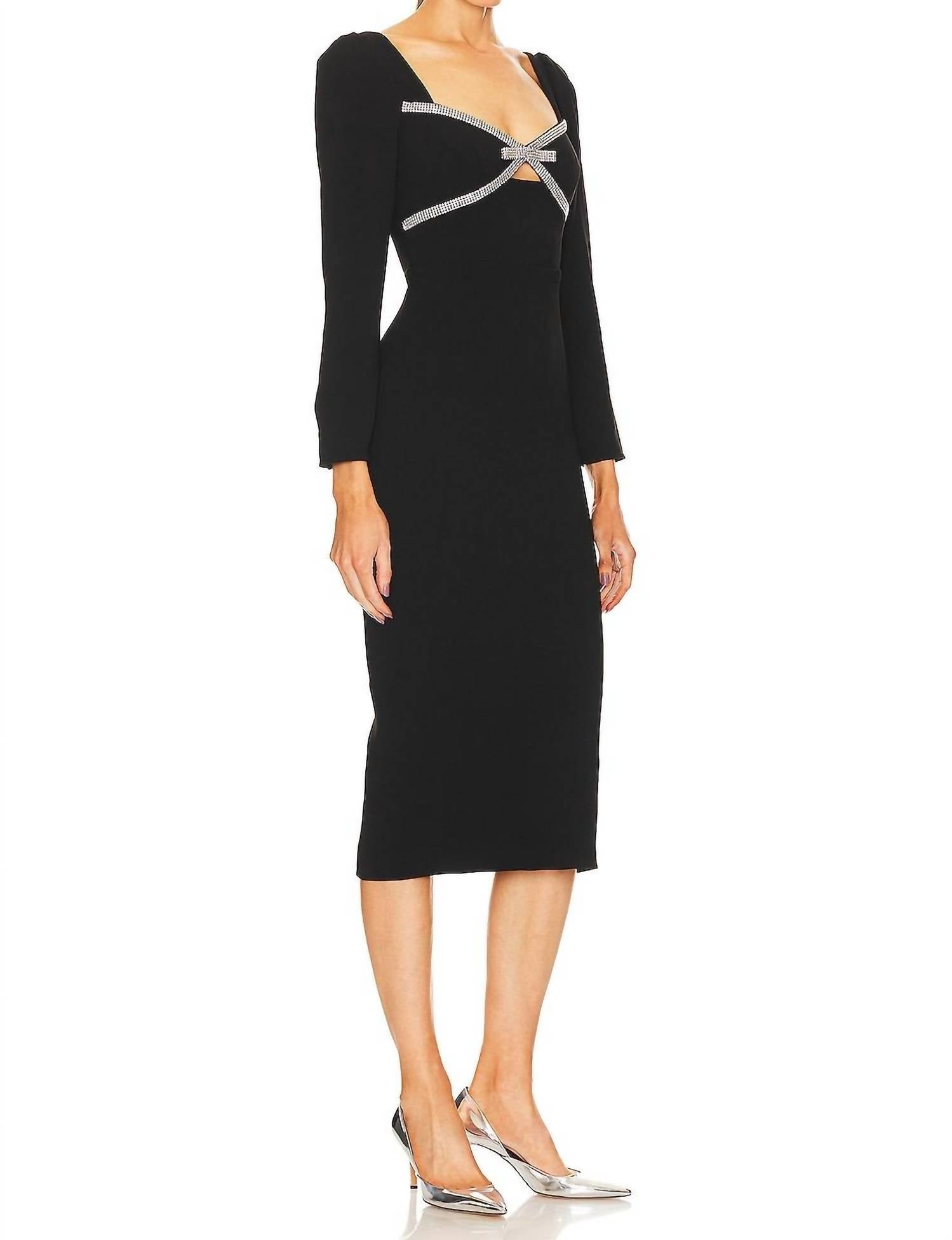 Self-Portrait - Diamante Bow Midi Dress
