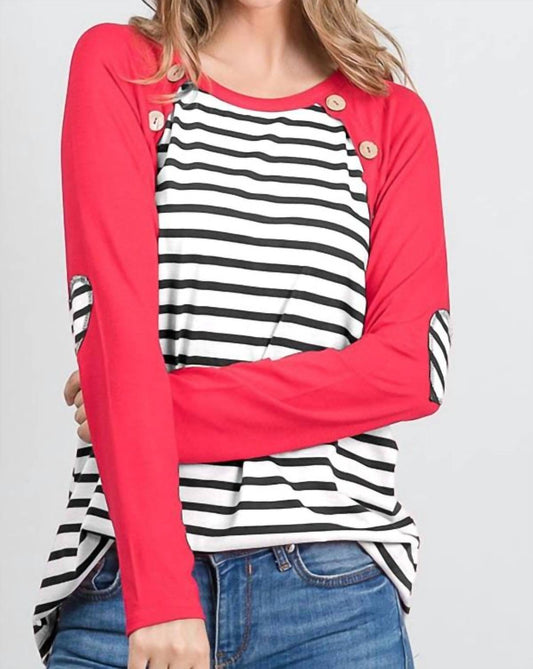 Heimish Usa - Heart Patch Striped Button Top