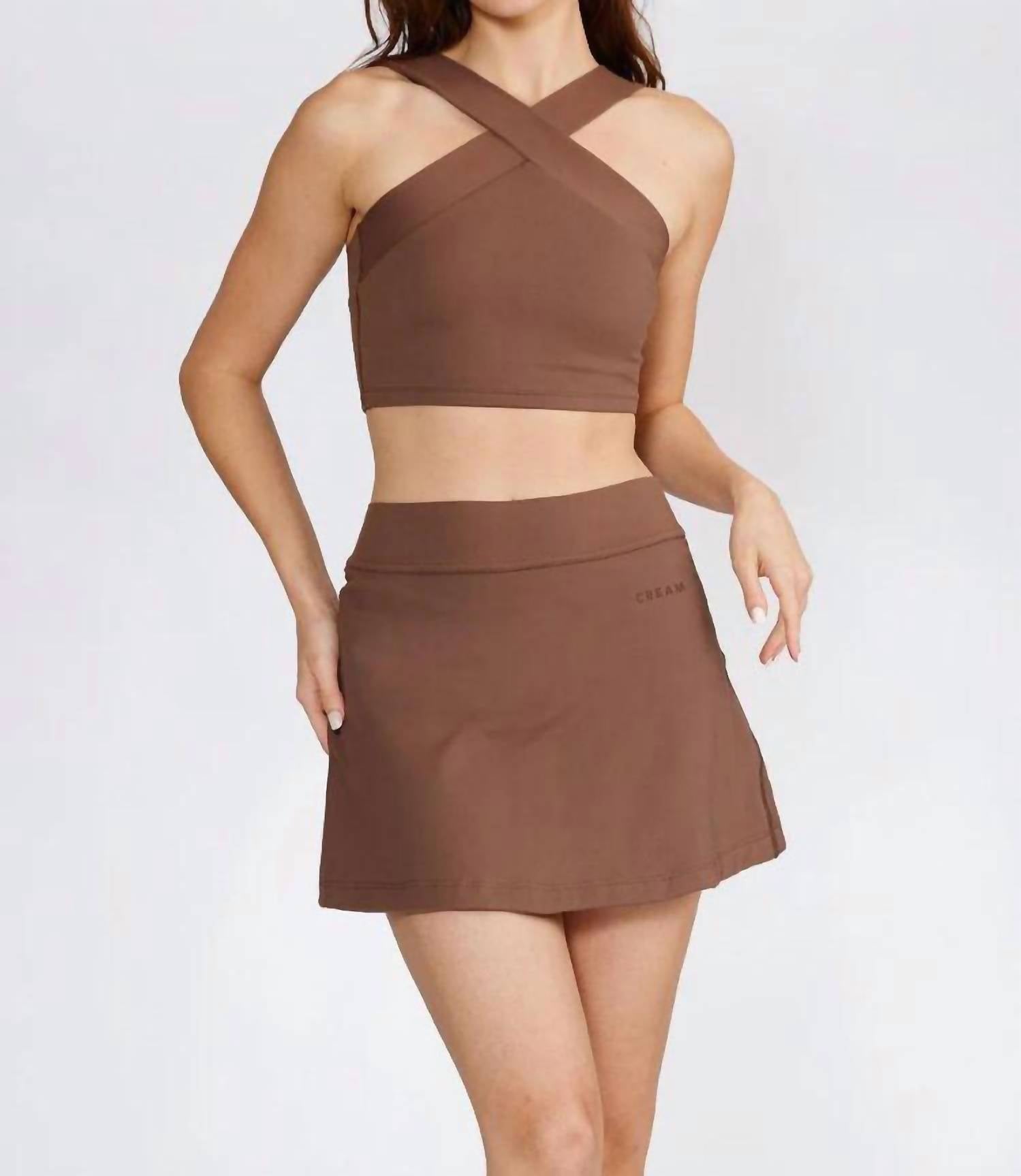 Cream Yoga Evelyn Mini Skort in mocha - women's shorts