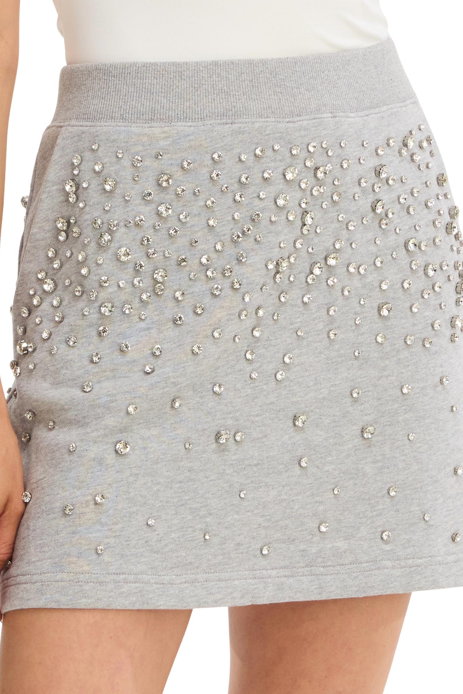 ALLISON NEW YORK Rhinestone Mini Skirt in heather grey - women's skirt - view 8
