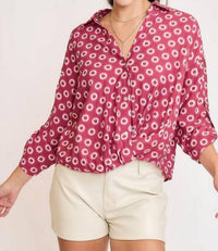 Umgee - V-neck Twist Wrap Printed Blouse