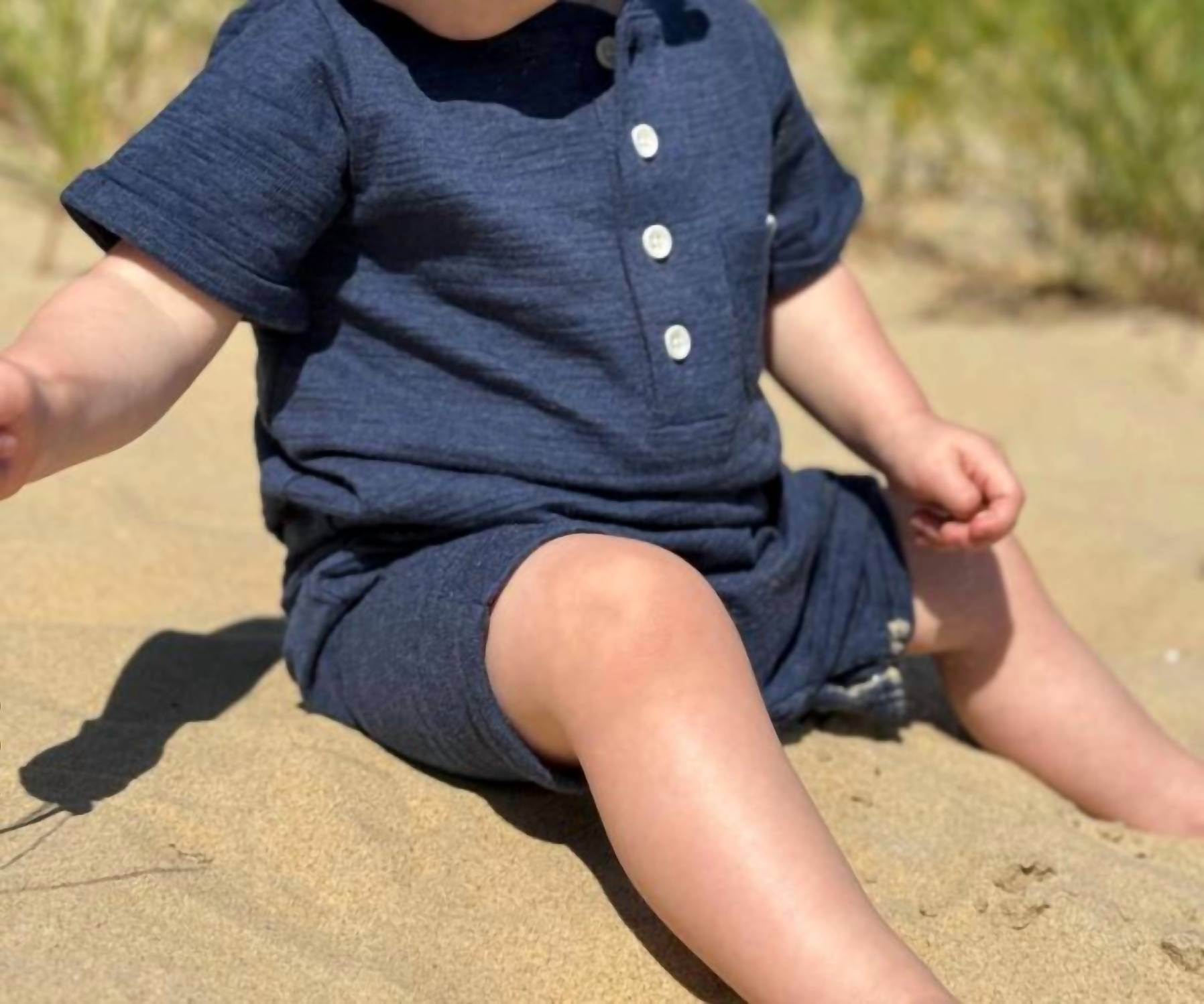 Me & Henry - Boy's Camborne Henley Ribbed Romper