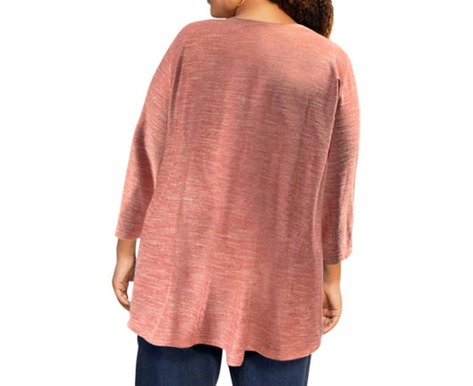 On The Plus Side - Lisse 3/4 Sleeve Side Panel Tunic - Plus