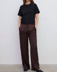 House of Dagmar Drawstring Pull-on Trousers in chocolate brown - women's pants