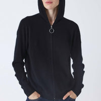 Absolut Cashmere Laurentina Hooded Sweater in black - women's cardigan