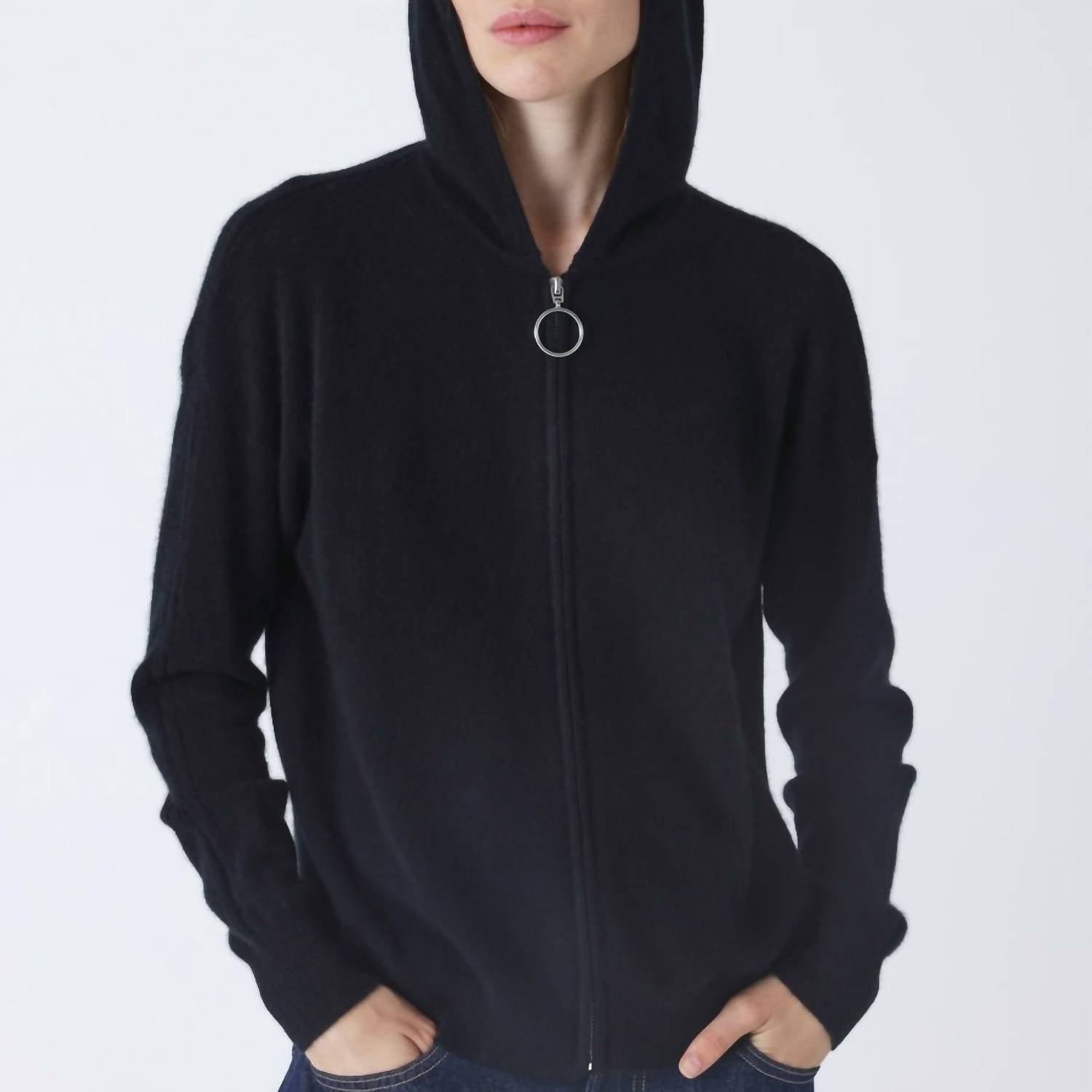 Absolut Cashmere Laurentina Hooded Sweater in black - women's cardigan