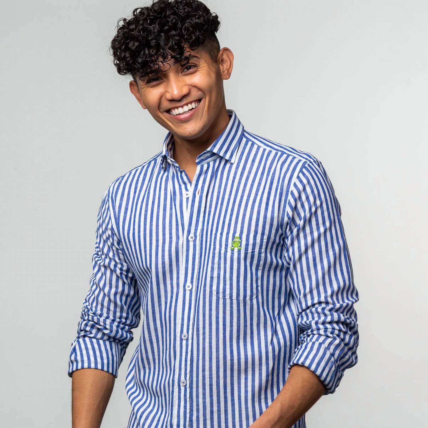 Eight X - Men's Stanford Stripe Frog Linen Shirt