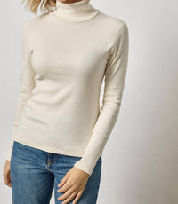 Lilla P Long Sleeve Turtleneck Tee in rope - women's long sleeve top