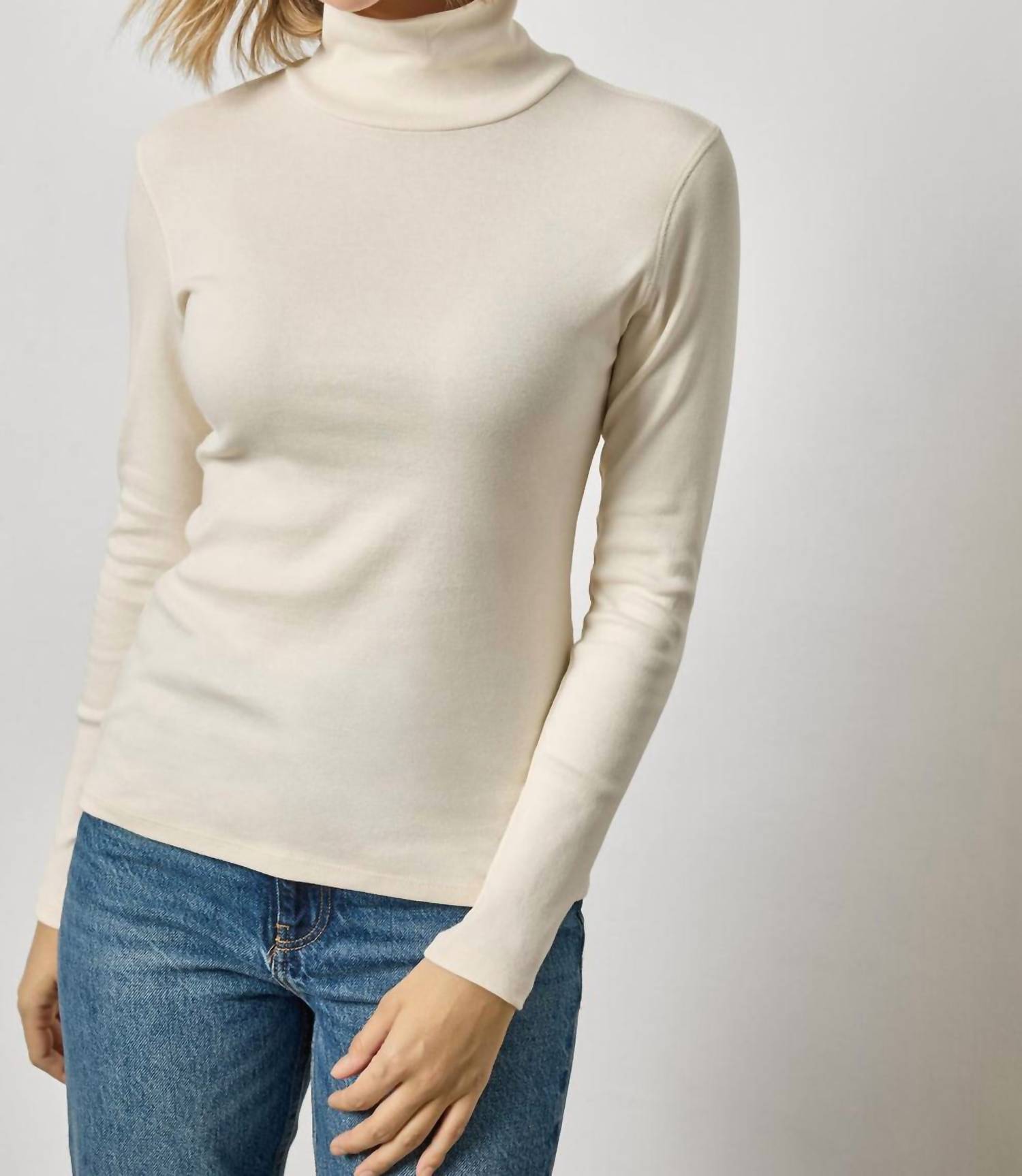 Lilla P Long Sleeve Turtleneck Tee in rope - women's long sleeve top
