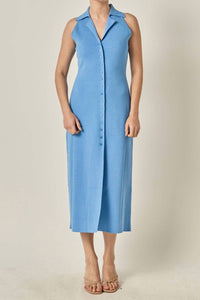 Endless Rose - Knit Collared Midi Dress