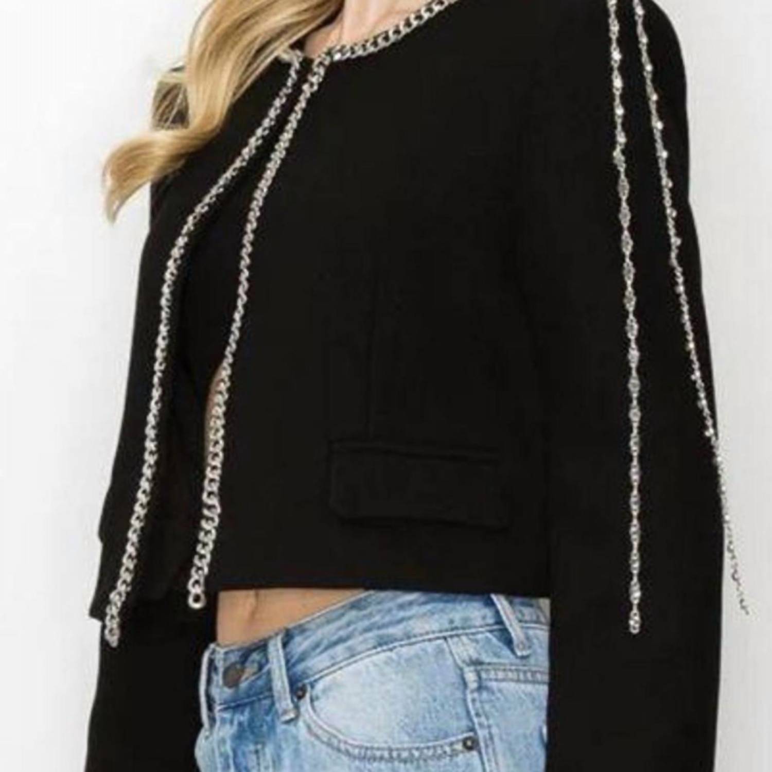 Beulahstyle - Silver Chain Crop Blazer