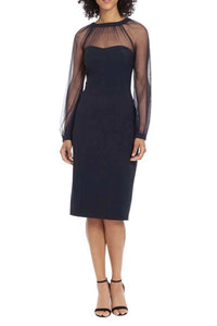 Maggy London - Illusion Mesh Neckline Sheath Dress