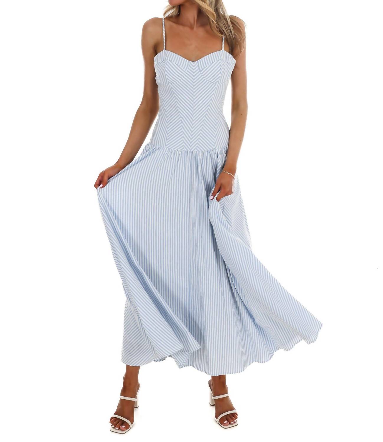 TCEC Oceanview Striped Maxi Dress in light blue - women's dress - view 5
