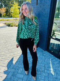 Jade - Floral Tie Blouse