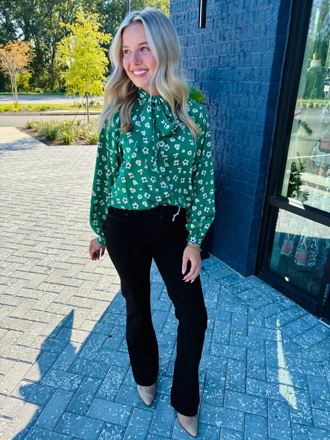 Jade - Floral Tie Blouse