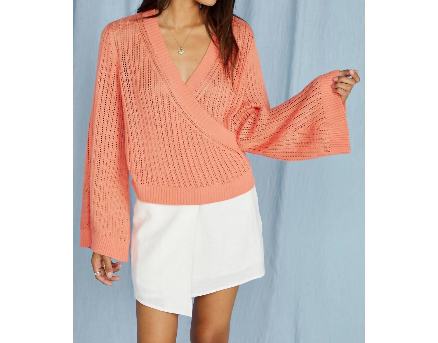 SAGE THE LABEL Across The Room Sweatshirt in coral - women's top