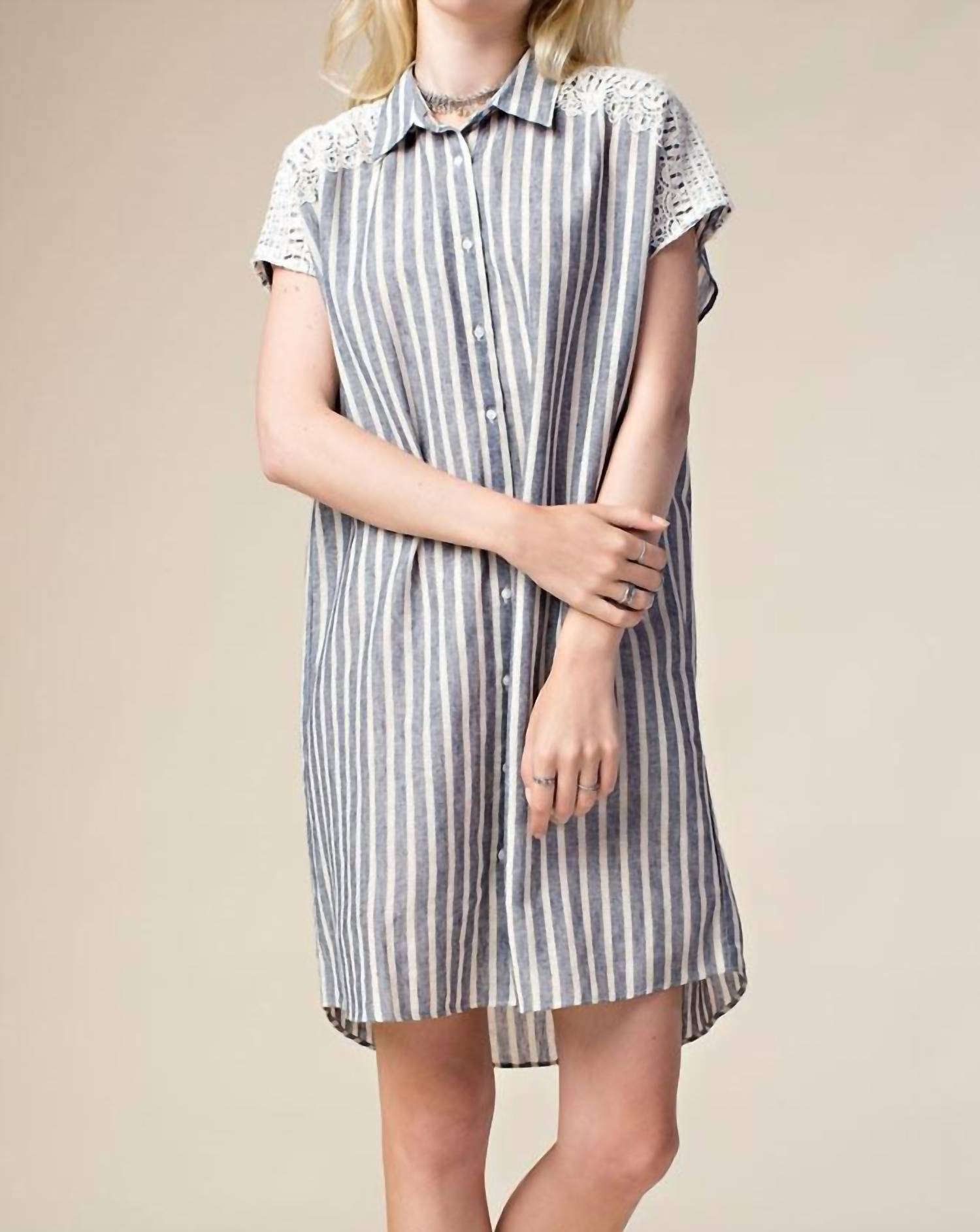 Kori - Embellished Boyfriend Shirt Mini Dress