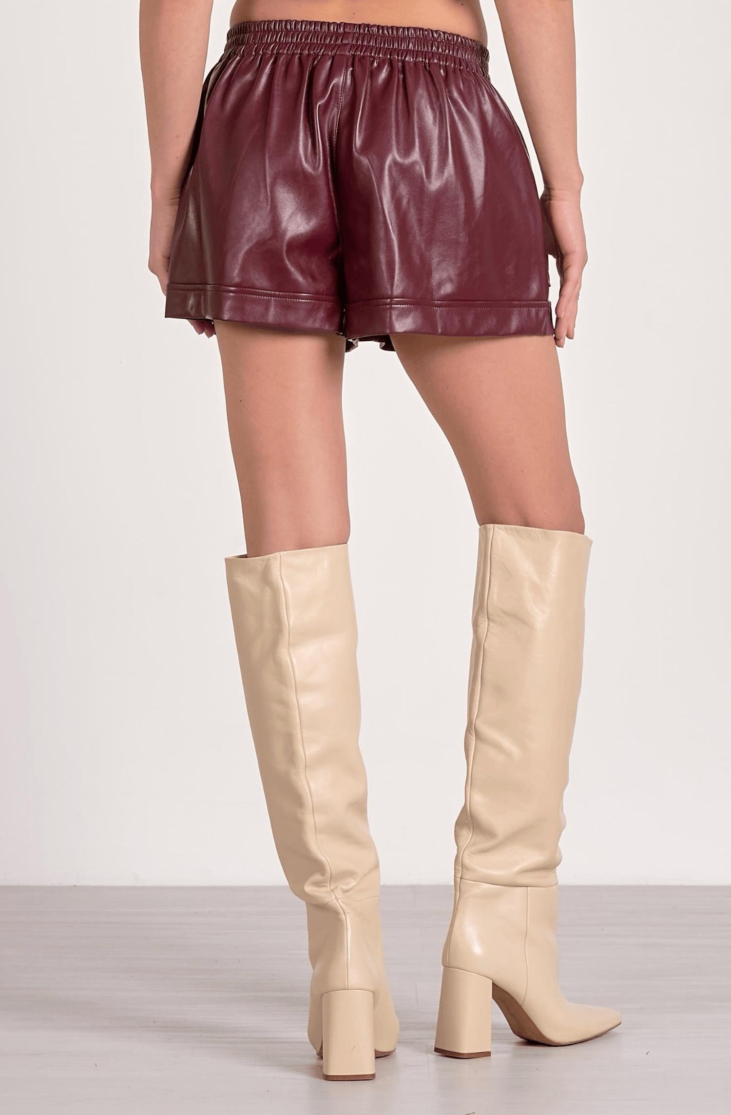 ELAN Faux Leather Shorts in plum - women's shorts - alternate view