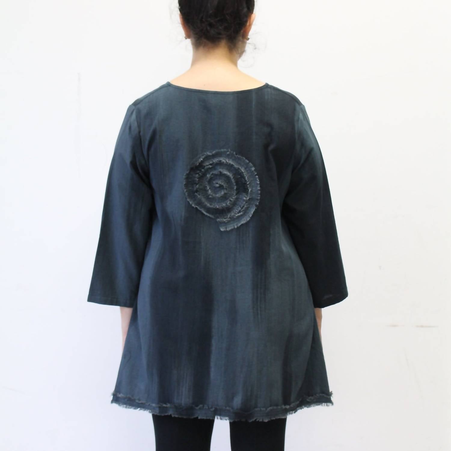 Modesce - Hand Painted Cotton Fringe Swirl Tunic