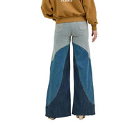 Wrangler Good Groovy Wide Leg Jeans in wavy blue color blocked - women's jeans - view 4