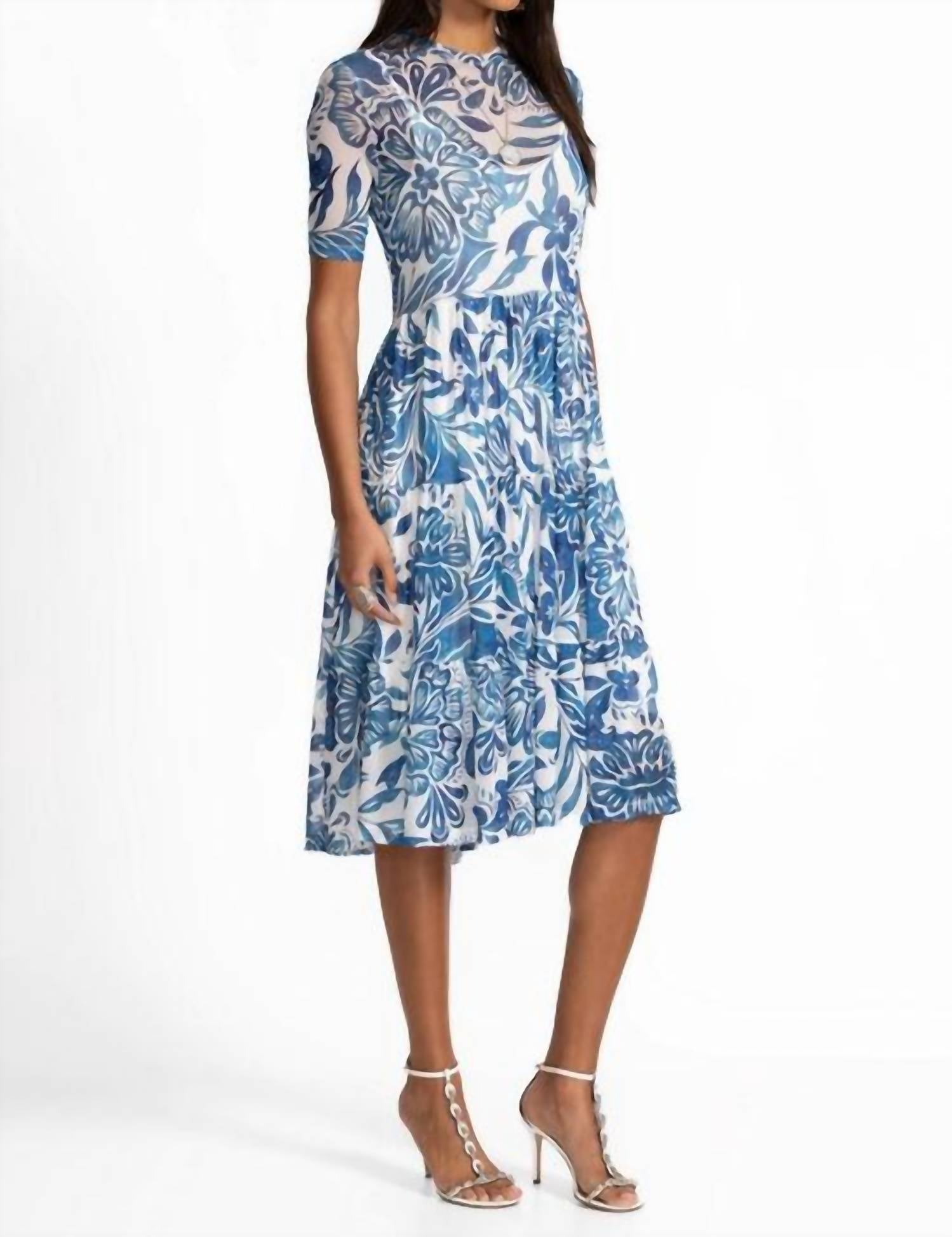 Johnny Was - Mesh Tiered Dress With Slip - Plus