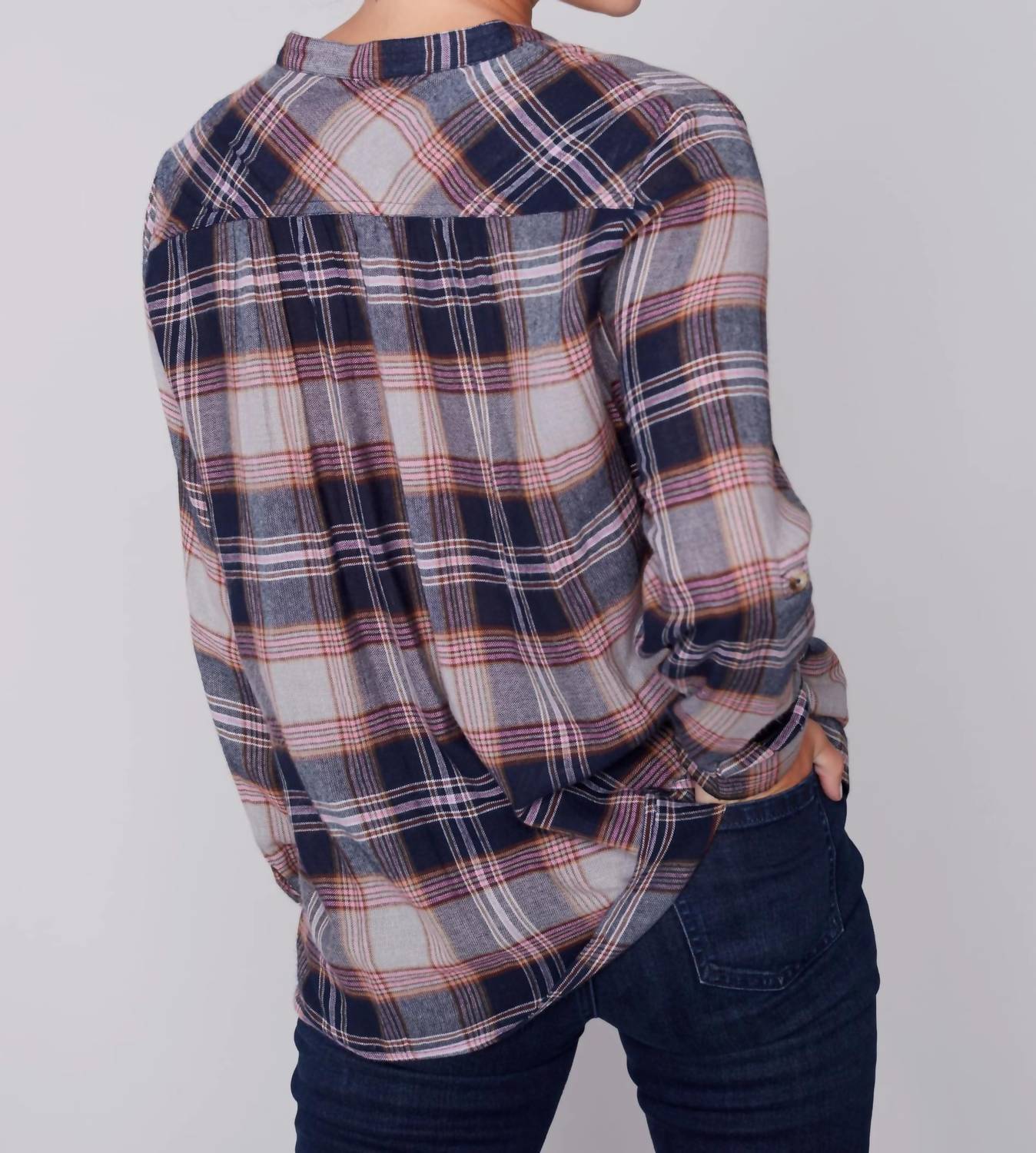 Charlie B - Button-Down Plaid Blouse