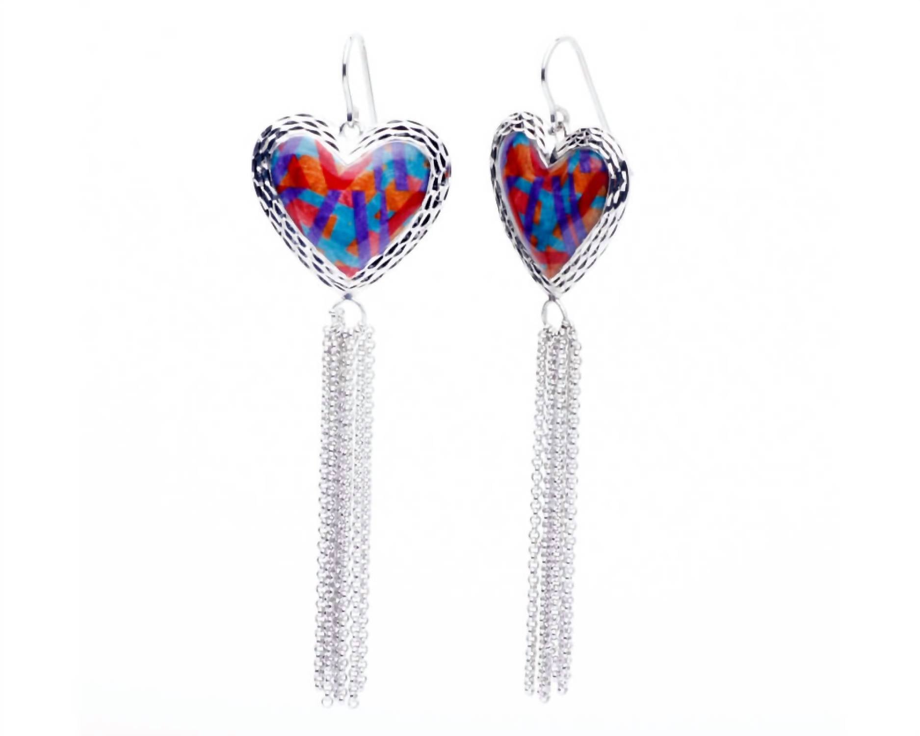 Gold & Honey - Women's Heart Tassel Earrings