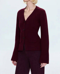 PISTOLA Aeron Long Sleeve Cardigan in claret - women's cardigan - alternate view