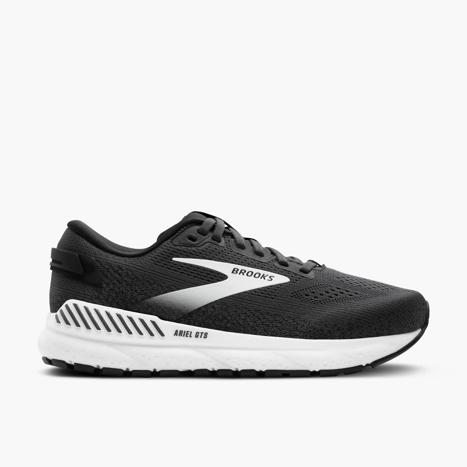 BROOKS Women's Ariel Gts 24 Shoes in 016 ebony black white - women's sneaker - detail view
