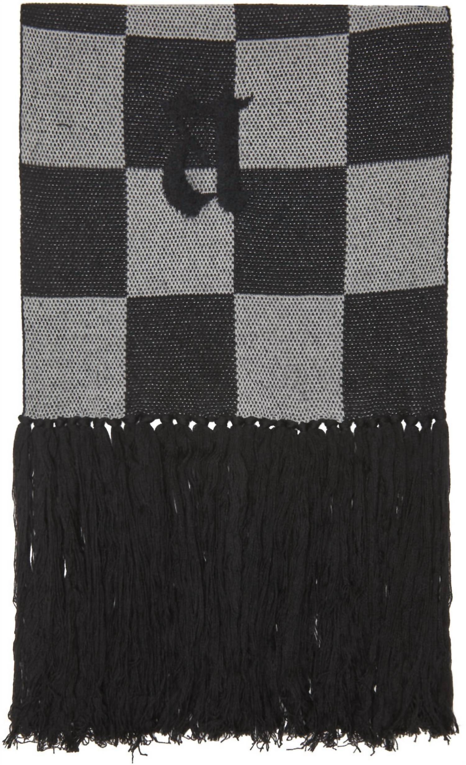 Amiri Cashmere Old English Checkered Scarf in black white - men's scarf