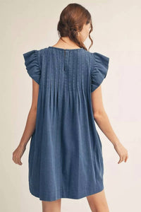 Jodifl - Pleated Flutter Sleeve Dress