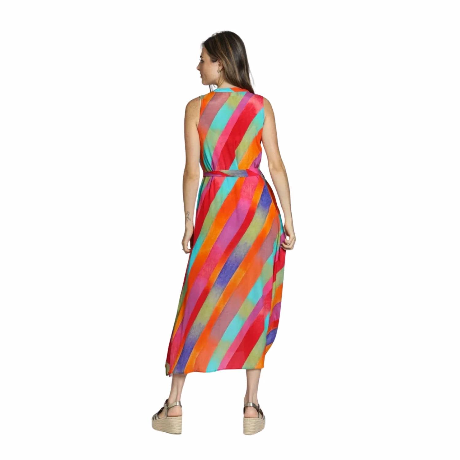 Apny - Sleeveless Button-down Maxi Dress