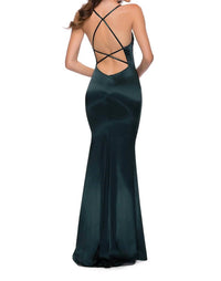 La Femme - Long Stretch Satin Dress