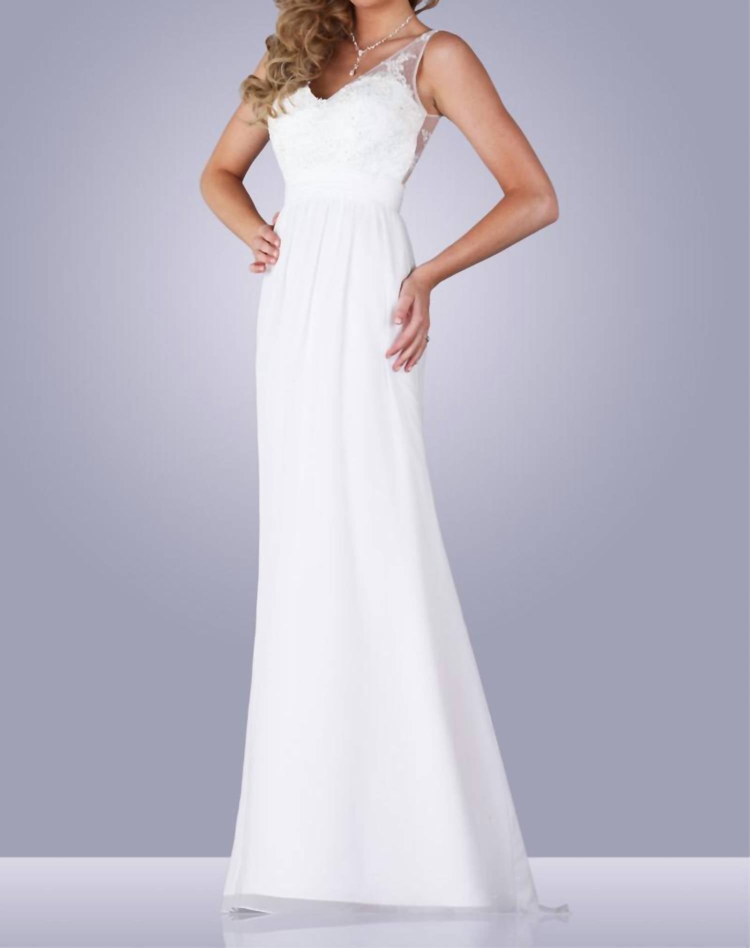 Karishma Creations - A Line Lace Chiffon Gown