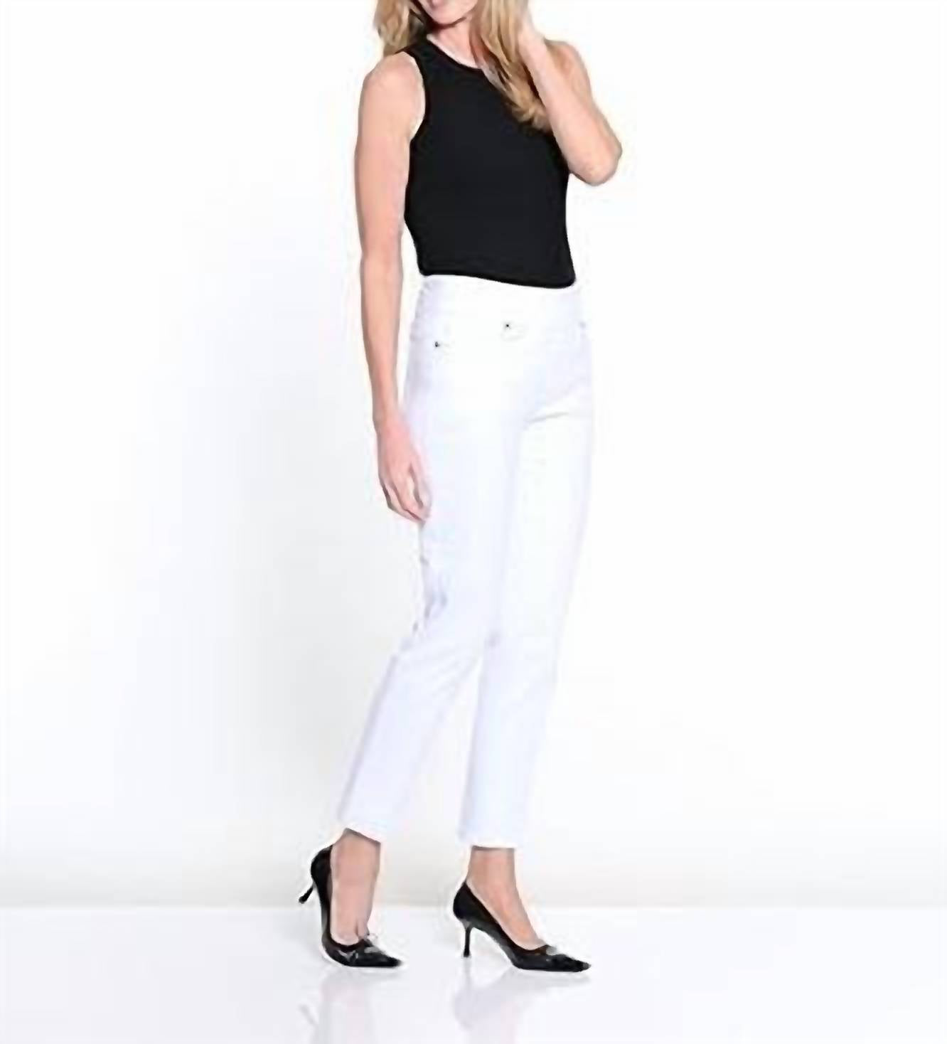 Slimsation By Multiples Pull On Jeans in white - women's jeans - detail view