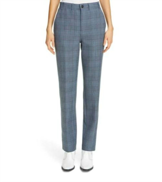 Ganni - Plaid Suiting High Rise Straight Leg Trousers