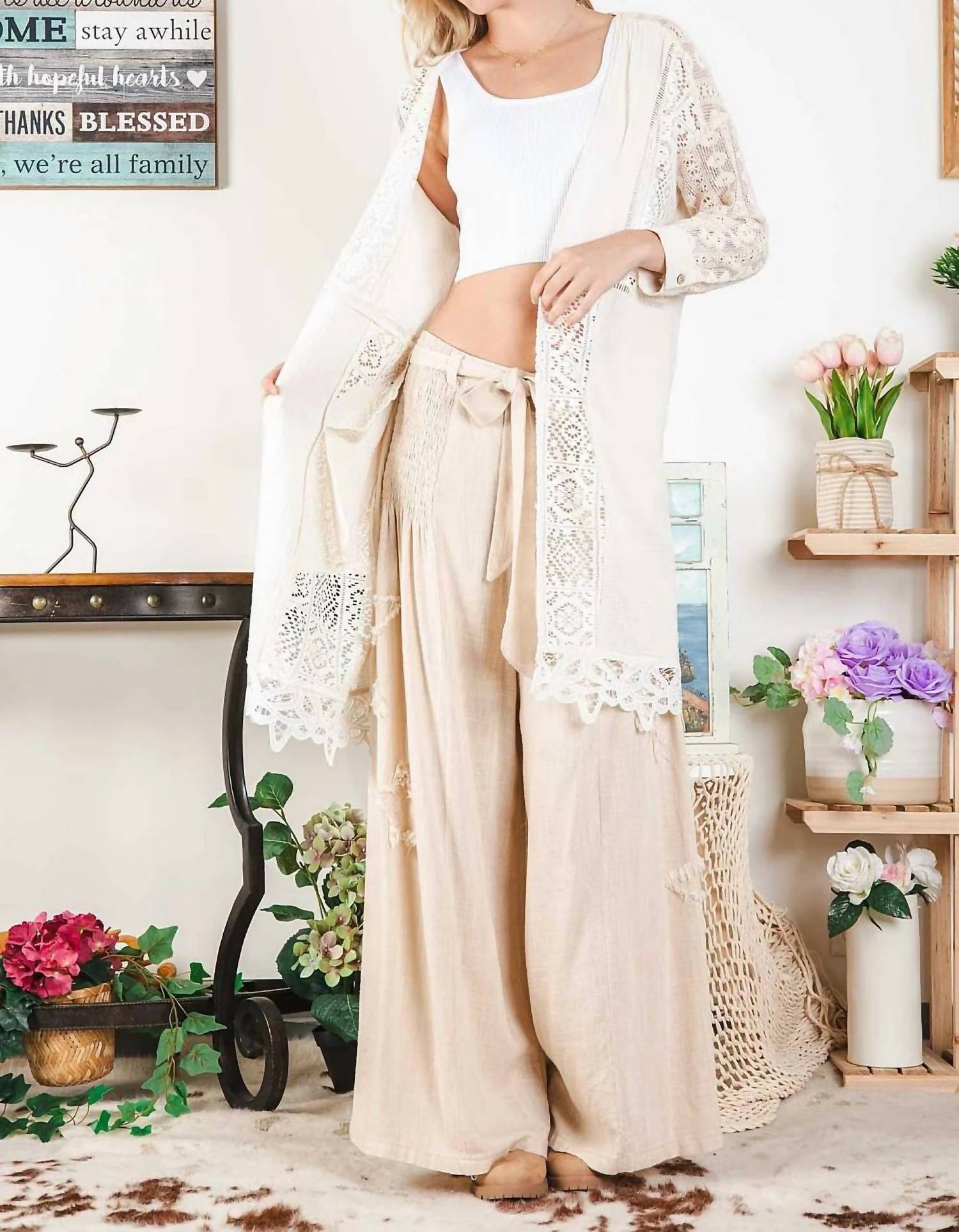 Blue Velvet - Women's Lace Inset Cardigan