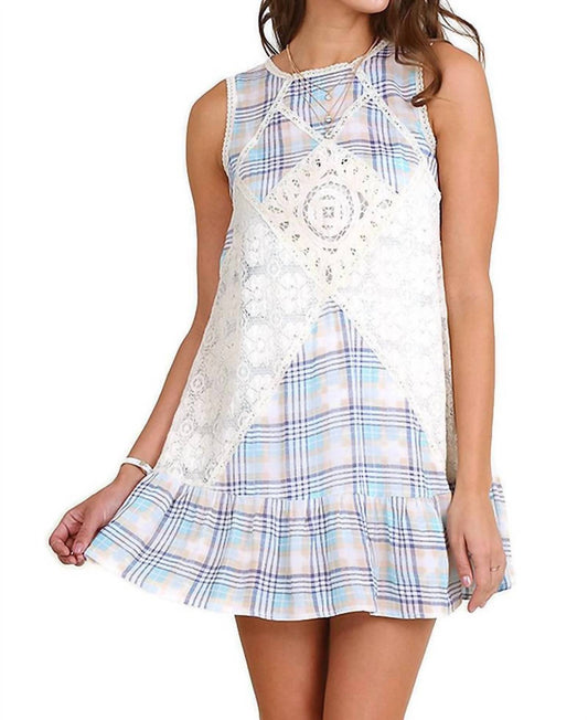 Umgee - Plaid Sleeveless Lace Dress