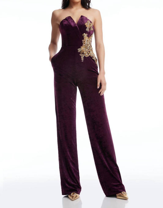Dress The Population - Beck Sequin Strapless Velvet Jumpsuit