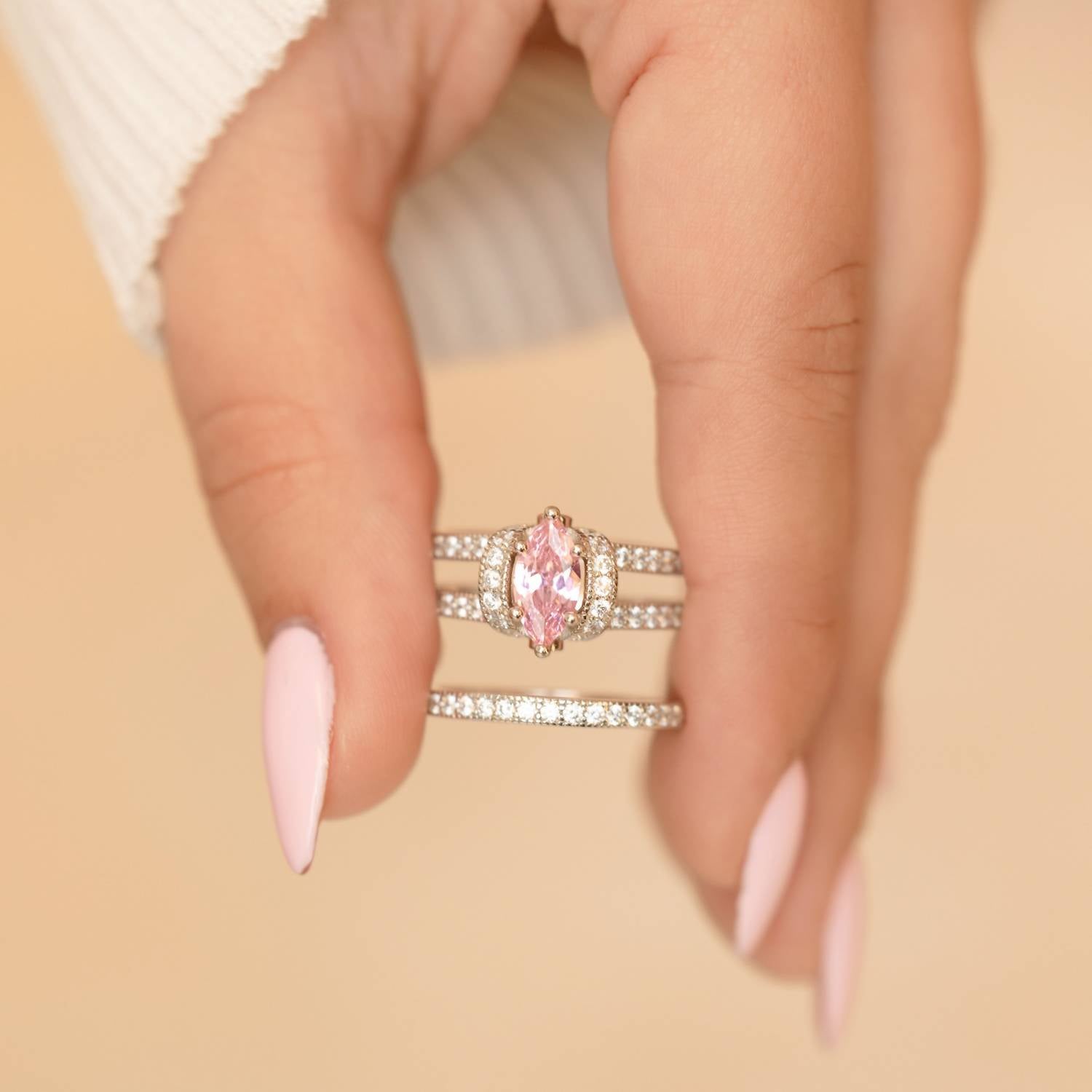 Starlette Alice Marquise Ring in pink - women's jewelry - alternate view