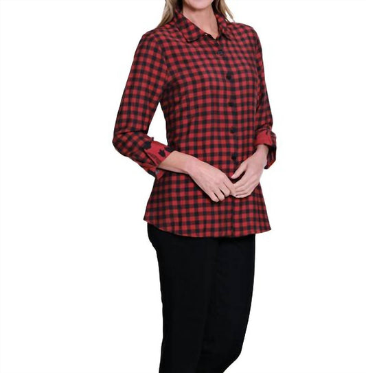 Multiples - Turn-up Cuff 3/4 Sleeve Button Front Woven Shirt