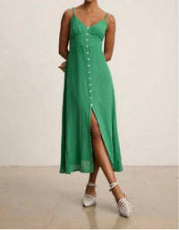 Velvet by Graham & Spencer Janet Button Front Dress in emerald - women's dress