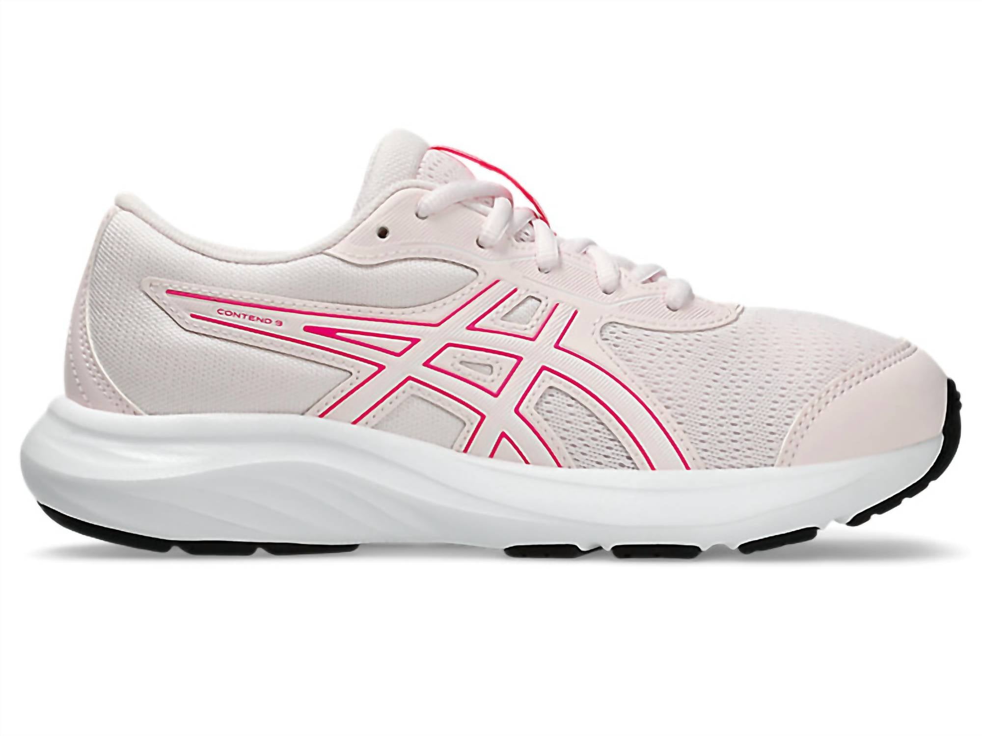 ASICS Kid's Contend 9 Grade School Sneaker in pale pink white - kids' sneaker - detail view