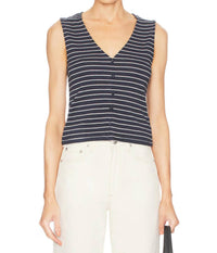 Rag & Bone - Knit Stripe Button Up Tank Top