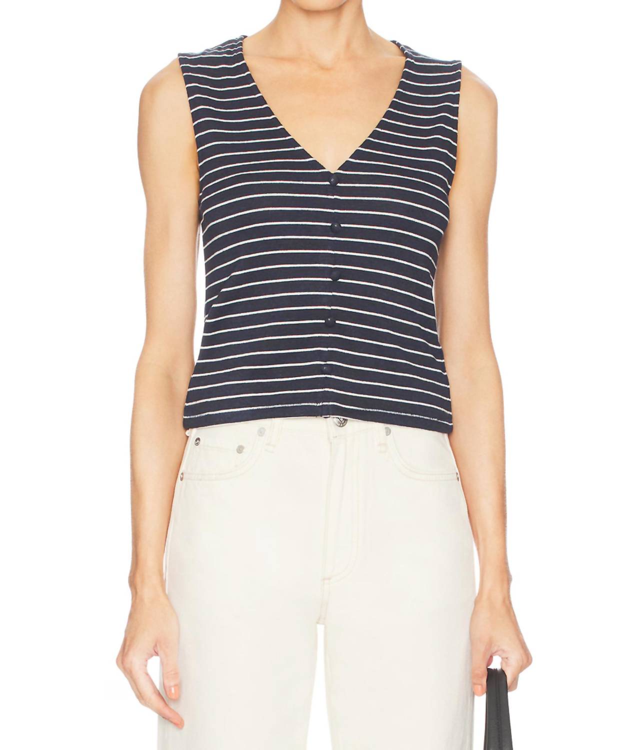 Rag & Bone - Knit Stripe Button Up Tank Top