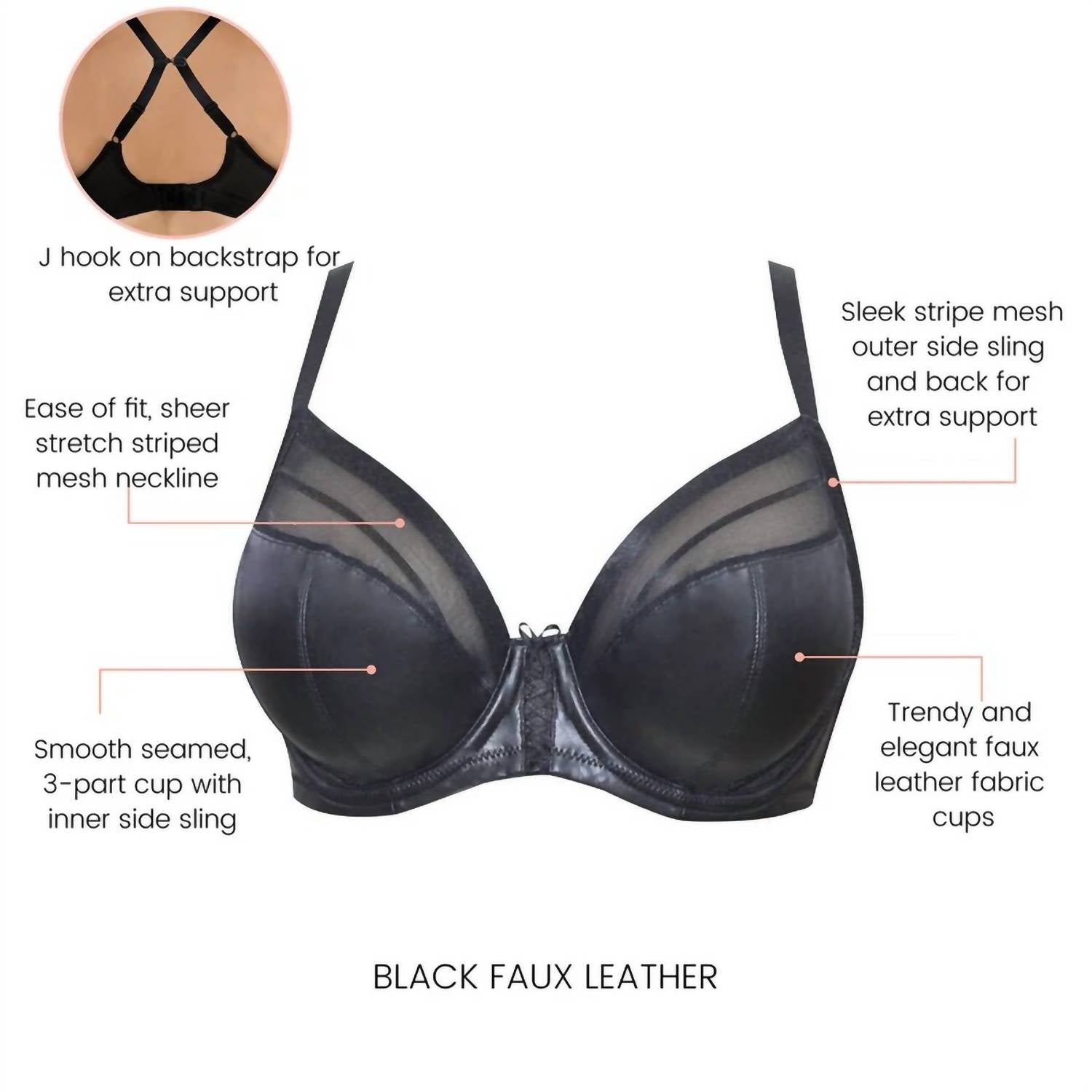 Parfait - Stevie Faux Leather Full Busted Unlined Non-padded Underwired Bra