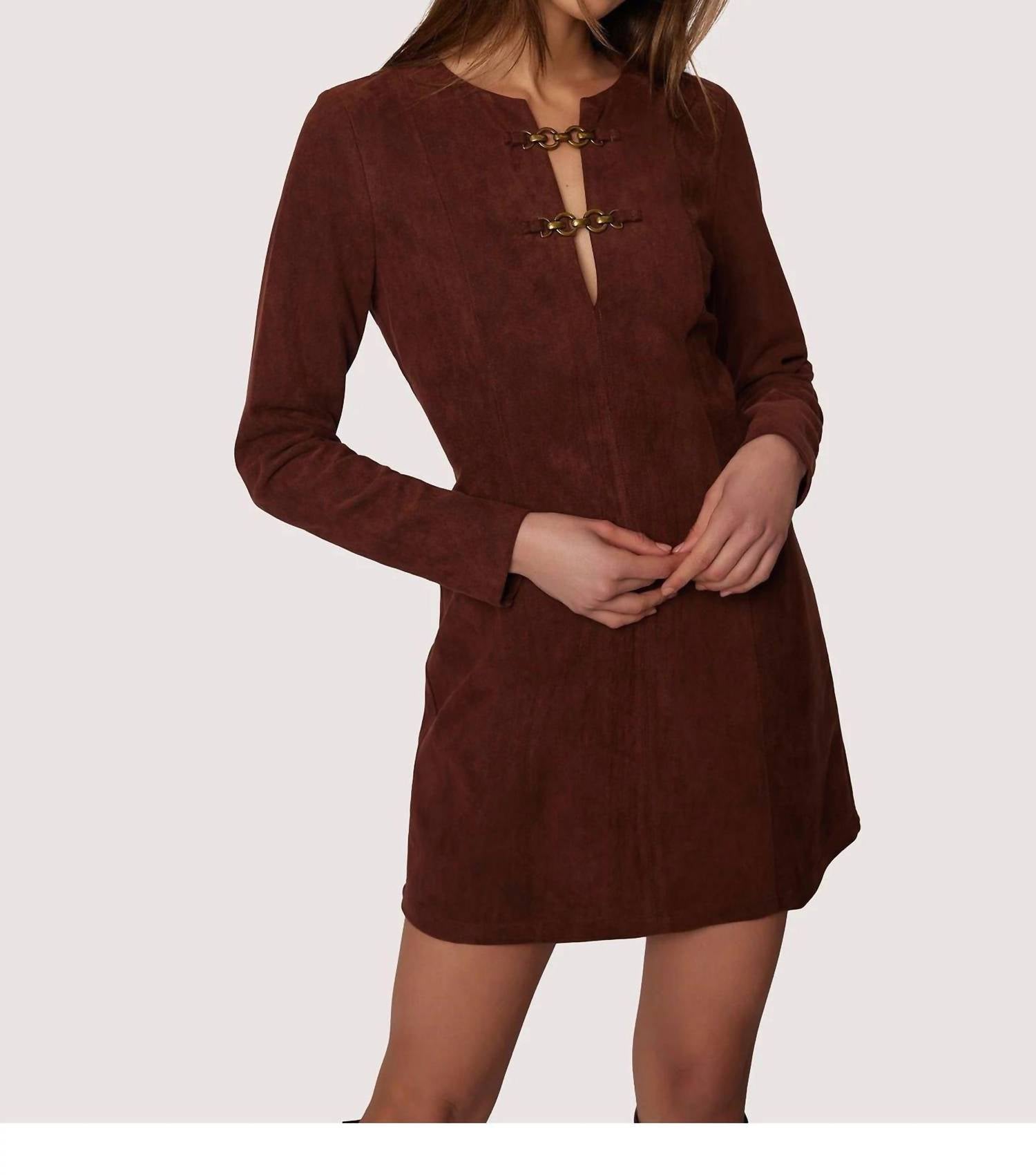 Lost + Wander - Suede Long Sleeve Mini Dress