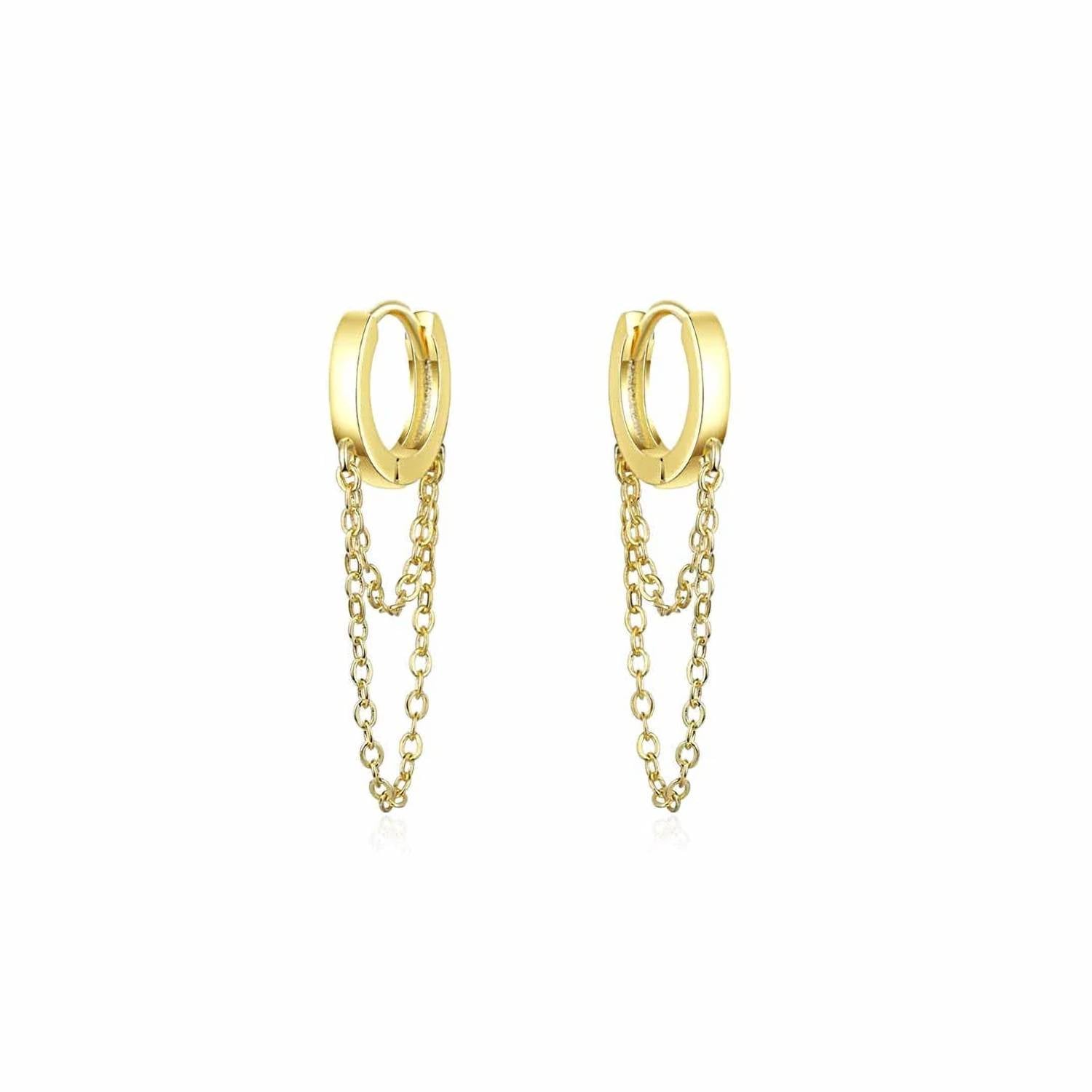 Kikichic - Women's Double Chain Huggies Hoops